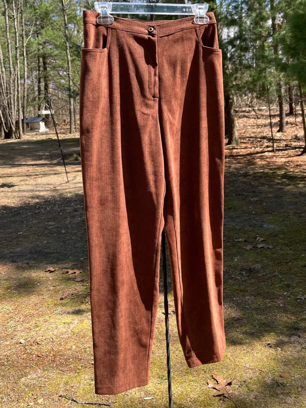 80s K.D. Spring Neutral Warm Brown Textured Trousers Size S Minimal